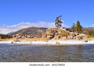 Big Bear Lake Got Its First Snow. Big Bear City, CA.