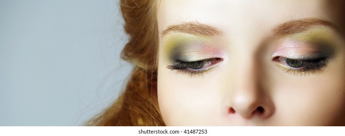 The big beautiful eyes of the young women, make up