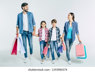 3,556 Happy family shopping mall white background Images, Stock Photos ...