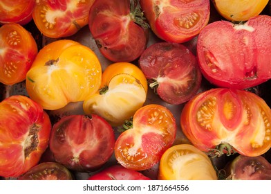 Big Beautiful Heirloom Tomatoes Sliced In Half