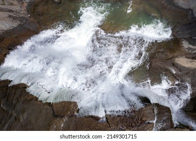 Big Beautiful Waterfall, Top View. Travel In Bulgaria. Hristovski Waterfall