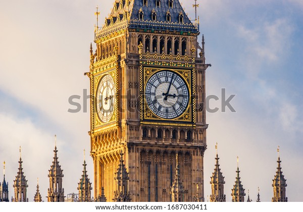 Big Ben Clock Colorful Blue Sky Stock Photo (Edit Now) 1687030411