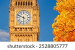 Big Ben clock of Elizabeth tower in autumn, London, UK