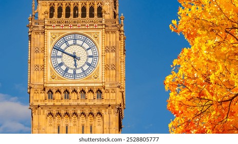 Big Ben clock of Elizabeth tower in autumn, London, UK - Powered by Shutterstock