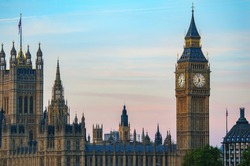 Big Ben Clock Tower Against Blue Sky England United Kingdom