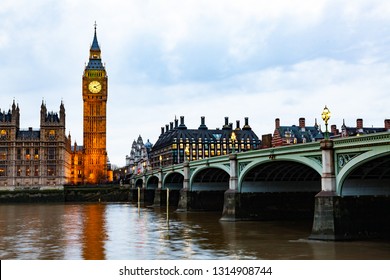 big Ben and Houses of Parliament at night, London,  UK - Shutterstock ID 1314908744