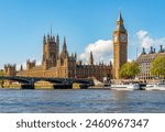 Big Ben with Houses of Parliament and Westminster bridge, London, UK