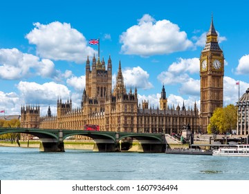 Big Ben with Houses of Parliament and Westminster bridge, London, UK