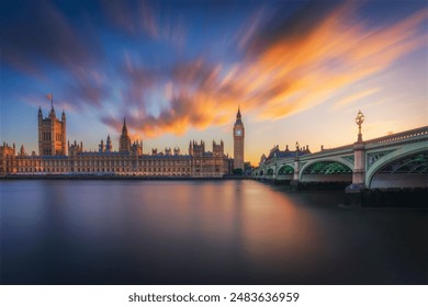 Big Ben And The Palace Of Westminster In London, England at Sunset Blue Hour - Powered by Shutterstock