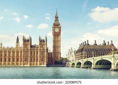 Big Ben in sunny day, London - Shutterstock ID 225089575