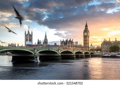 Big Ben With Sunset