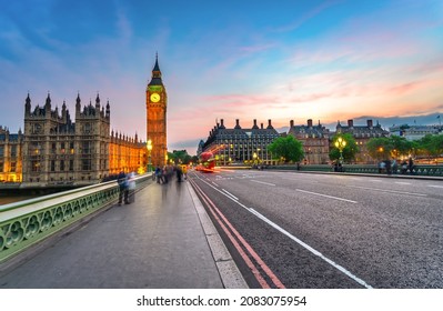 Big Ben At Sunset In London. England