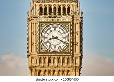 Big Ben tower clock on Houses of Parliament building at London, England