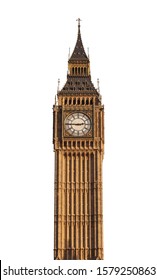 Big Ben tower (London, UK) isolated on white background - Shutterstock ID 1579250863