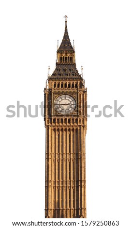 Big Ben tower (London, UK) isolated on white background