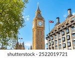 Big Ben tower and Portcullis house in London, UK