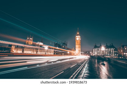 Big Ben and Westminster Bridge with traffic at rush hour, London, United Kingdom - Shutterstock ID 1939818673