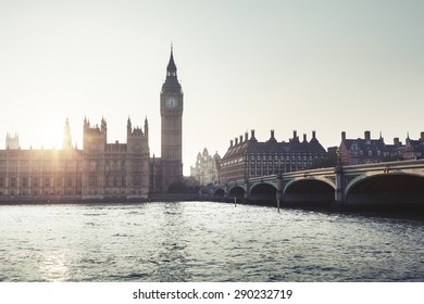 Big Ben and Westminster at sunset, London, UK 