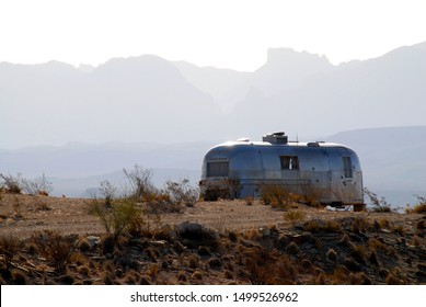 Big Bend, Texas, 03/31/2012
vintage camping trailer used as tiny house in the desert near Big Bend National Park