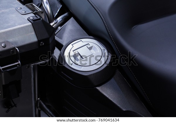 Big bike motorcycle  oil cap front
driver.Modern tank for
motorcycle.