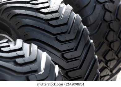 Big Black Truck Tires Close Up