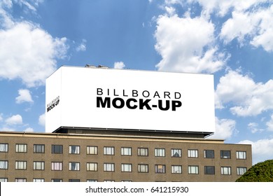 A Big Blank Billboard Mockup With Two Side For Advertisement On A Building Or Apartment, With Clipping Path
