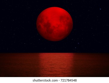 Big Bloody Red Moon Stars Reflected Stock Photo 721784548 | Shutterstock