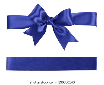 Big Blue Bow Made From Silk Ribbon