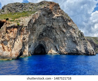 Big Blue Sea Dragon Cave On Zakynthos Island, Blue Caves, Ionian Sea, Greece