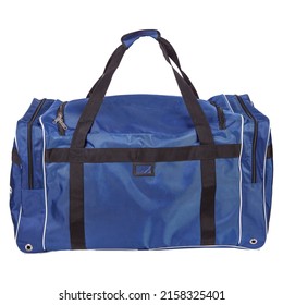 Big Blue Sport Bag Isolated On White Background.