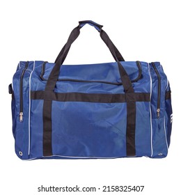 Big Blue Sport Bag Isolated On White Background.