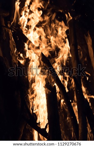 big bonfire outdoor at night