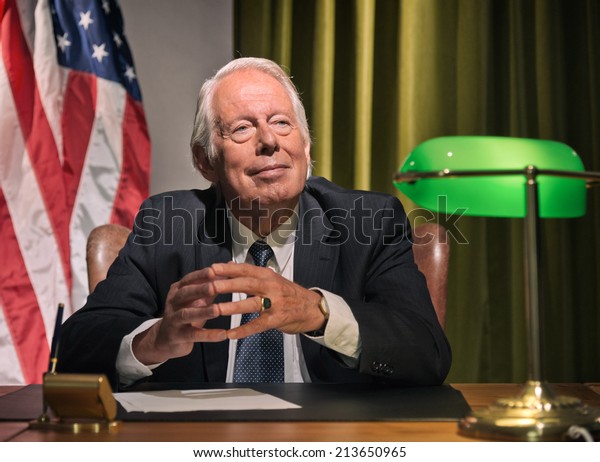 Big Boss President Sitting Behind Desk Stock Photo Edit Now 213650965