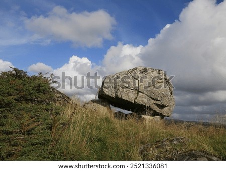 Big boulder balancing on small ones, Lauvnesfjell, Norway.