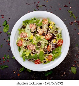 Big Bowl Of Salad With Beautiful Background