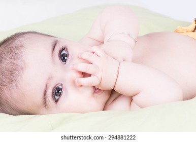 Big And Bright Eyes Of Baby Toddler Close Up Shot