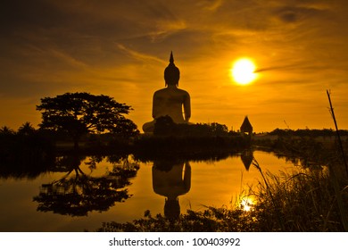 Big Buddha Statue In Sunset  Thailand