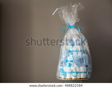 Big Cake Diapers Baby Shower Gift Stock Photo Edit Now 488822584