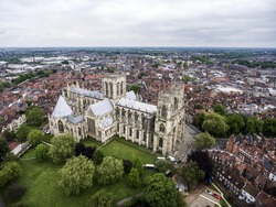 The Big Cathedral Of York Church In Yorkshire Aerial