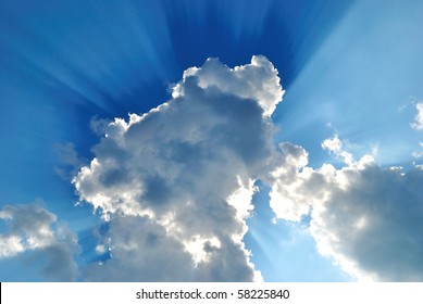 The Big cloud has closed the bright sun on turn blue the sky.