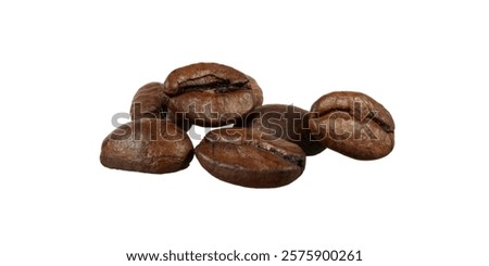 big coffee beans macro close-up isolated on white