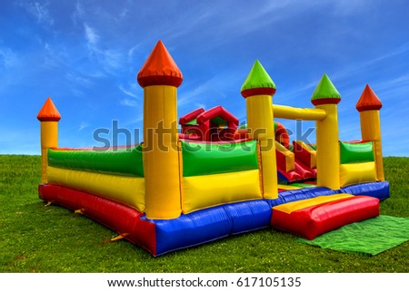 Big, colorful, inflatable castle labyrinth