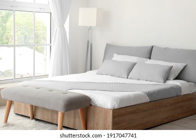 Big comfortable bed in hotel room