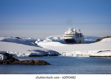 Big Cruise Ship In Antarctic Waters