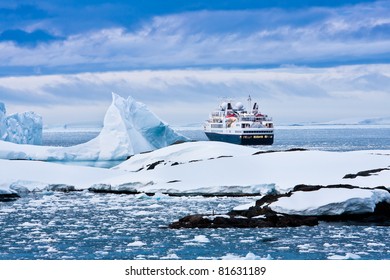 Big Cruise Ship In The Antarctic Waters