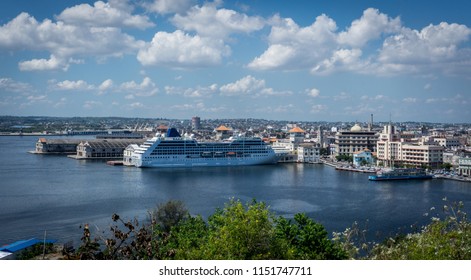 Big Cruise Ship In Havana Port, Cuba