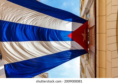 Big Cuban Flag Inside Of The Museum Of Revolution In Havana, Cuba, North America