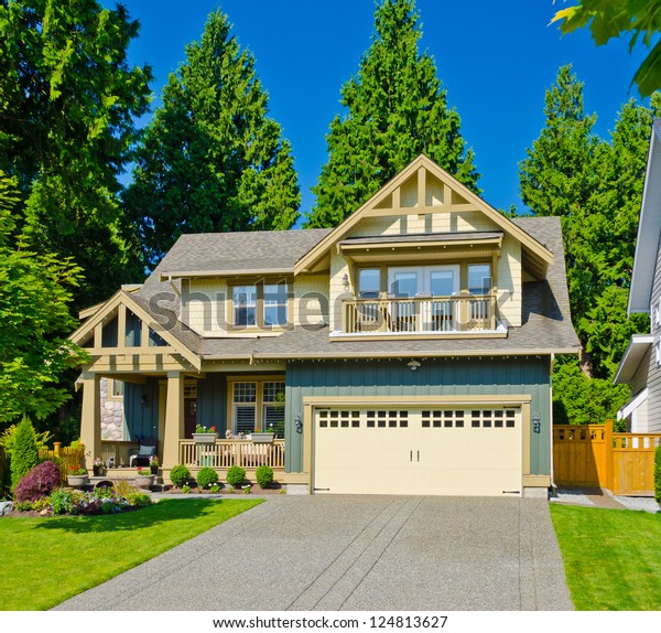 Big Custom Made Double Garage Luxury Stock Photo Edit Now 124813627