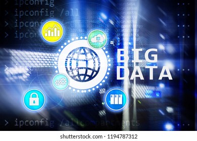 Big data analysing server. Internet and technology.