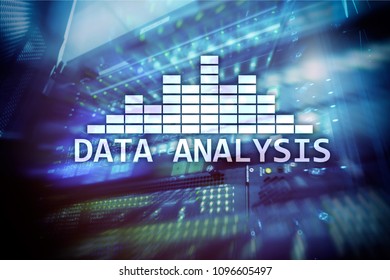 Big Data analysis text on server room background. Internet and modern technology concept.